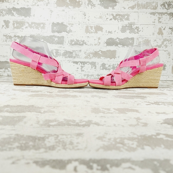 New Cole Haan Crystal Pink Fuschia Wedge Sandals V254 - Picture 8 of 14